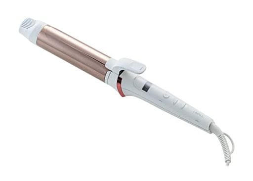 ヘアアイロン カールアイロン 38MM チタンコーティング 海外対応 温度調節11段階 MAX200C ブラシアタッチメント付き ホワイト LV-C03