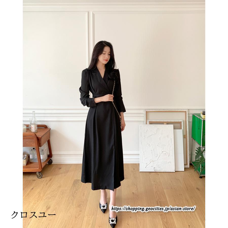 ビジネスワンピース ロングワンピース ミモレ丈 長袖 スーツワンピース スーツカラー フォーマル 春コーデ 上品感 エレガント 30代40代 大人 無地 50代