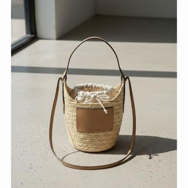 26SS ニシダ NISIDA バケットバッグ ラフィアバッグ ナチュラル キャラメル BAG