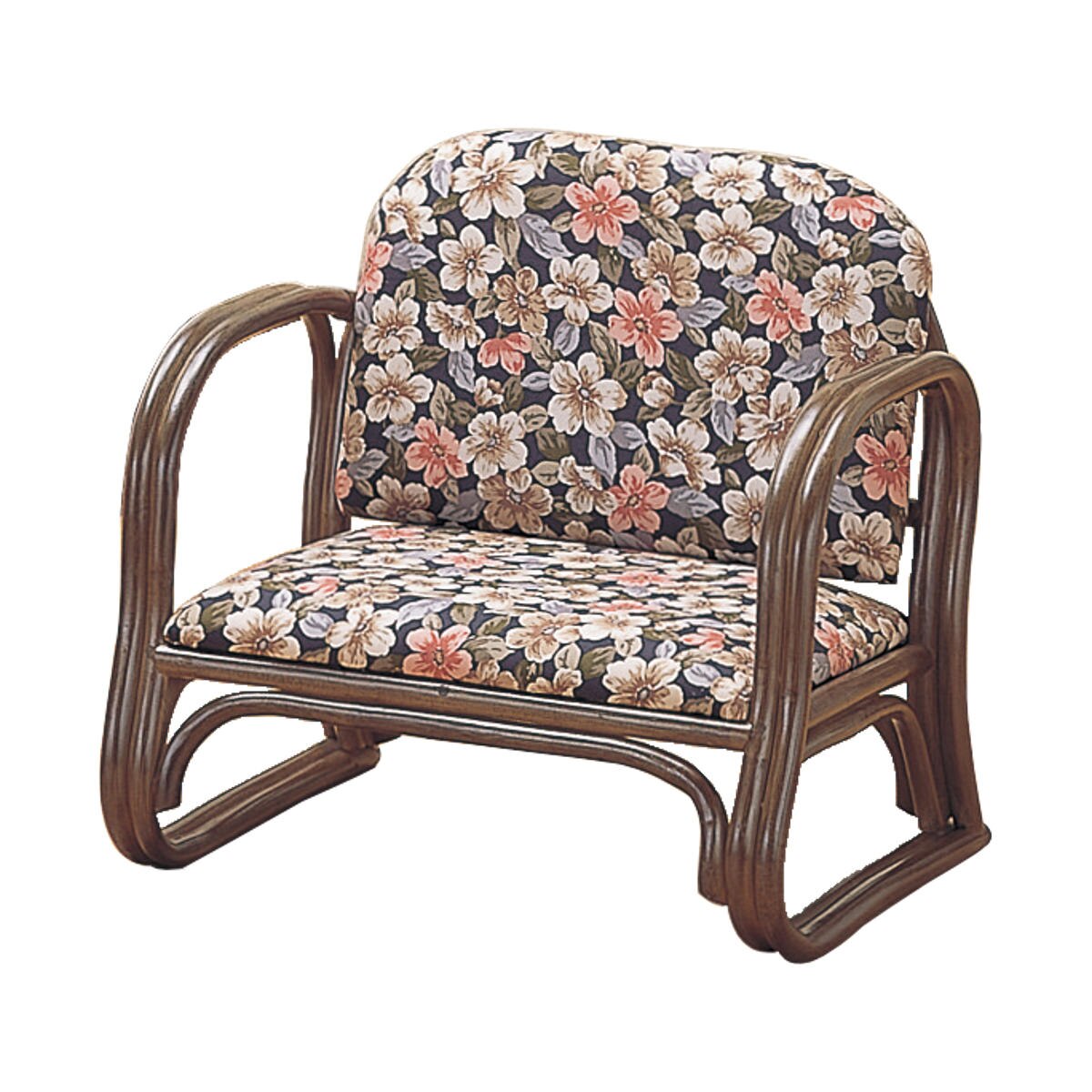 籐 座椅子 手すり付 ロータイプ 座面高23cm 正座椅子 ラタンチェア ラタン製 椅子 籐製座椅子 チェア パーソナルチェア 和モダン 和 アジアン 肘掛け付き