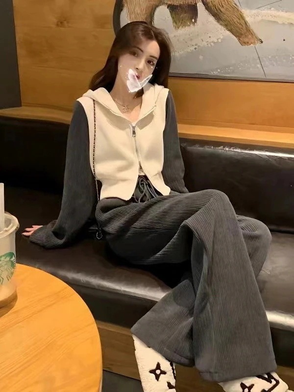 本日の商品のトレンドスポーツスーツ 韓国版ルーズ・スリム・ファッション カジュアル・ランニング・ツーピース・スーツ 韓国 ジャージ セットアップ ジャージ スポーツウェア 上下セット