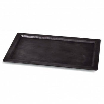 福井クラフト　53cm石削り長角皿 黒マット 80521985