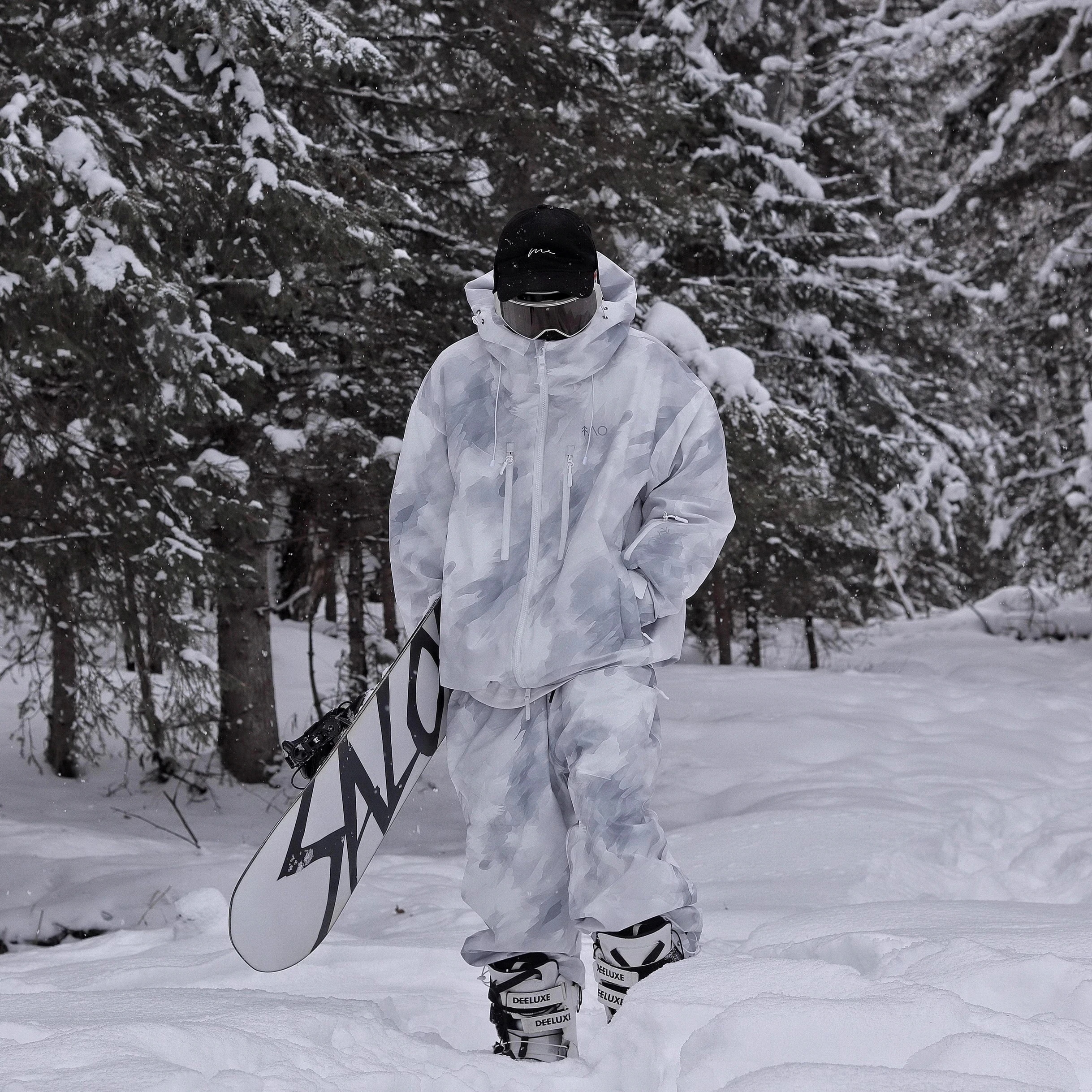 新品（1～3日で出荷）スノーボードウェア 上下セット メンズ レディース 白グレー アウター ジャケット パンツ ゆったり裏起毛セットアップ 風 防水防寒着 スノーウェア スキーウ