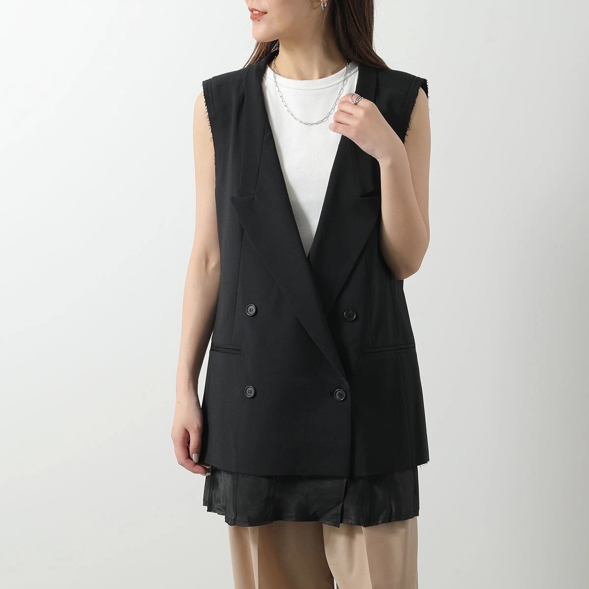 MEIMEIJ メイメイジェイ ベスト M5PH08 レディース ジレ Vネック ノースリーブ セットアップ可能 100 【mega】