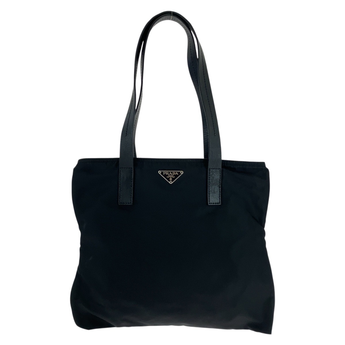 美品 テスート 三角ロゴプレート ブラック 黒 シルバー金具 ナイロン/レザー トートバッグ ショルダーバッグ レディース 503085