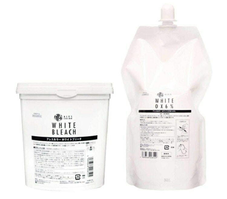 【セット販売】アレスカラー ホワイトブリーチ 500g & ホワイトオキシ6% 1000mL 脱色剤 カラー剤 ブリーチ剤 透明感 ヘアカラー プロ用美容室専門店 プレゼント ギフト 贈り物 プチギフ