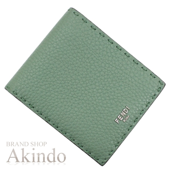 【新品・未使用】フェンディ 二つ折り財布 札入れ 小銭入れなし セレリア グリーン FENDI 7M0193 2つ折り財布 札入れ メンズ プレゼント 高級ブランド オシャレ 便利 ギフト