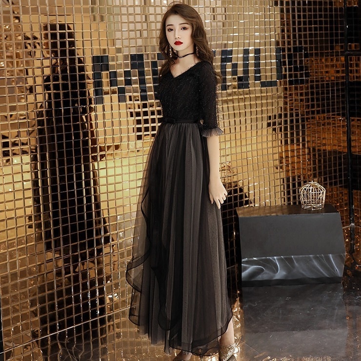 ドレス レディース ワンピース スカート ロングスカート フレアスカート フレアワンピース ワンピドレス 膝下 ロング丈 マキシ丈 半袖 襟なし Vネック フレア Aライン 細身 レース フリル