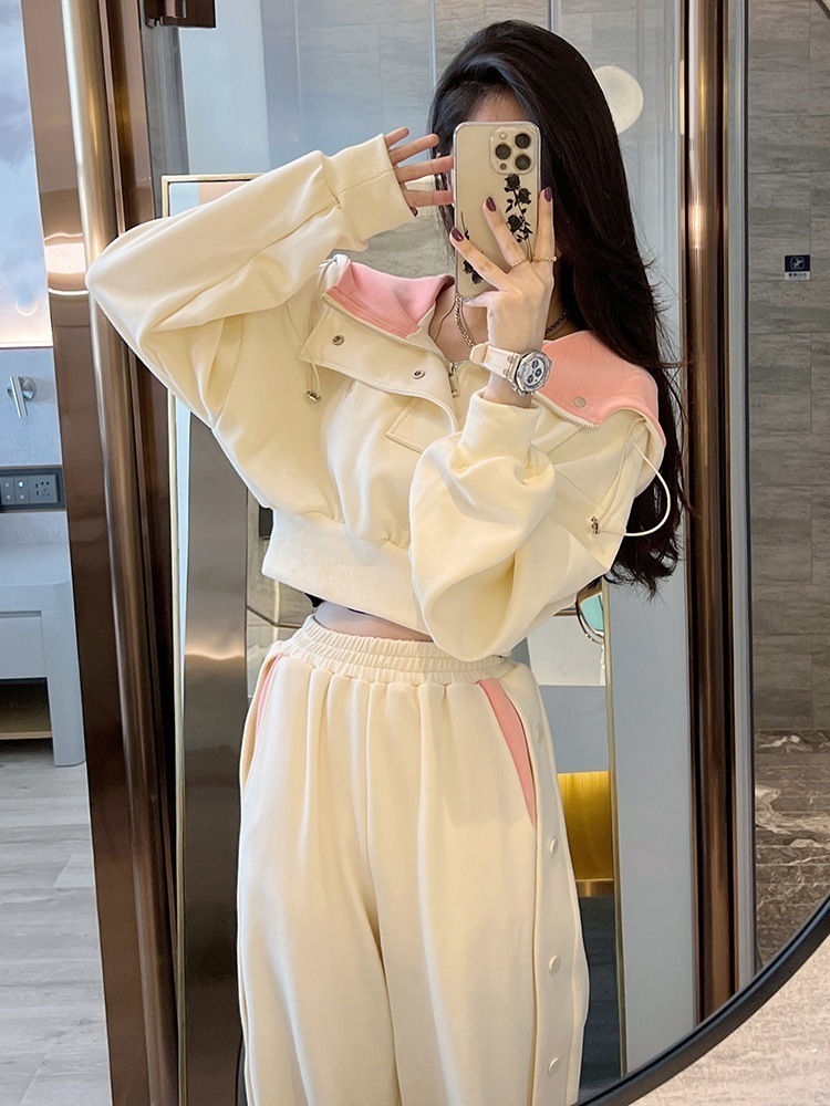 ソルトトレーナースポーツウェアスーツ女性用2024秋ゆったりおしゃれスリムカジュアル2点セット