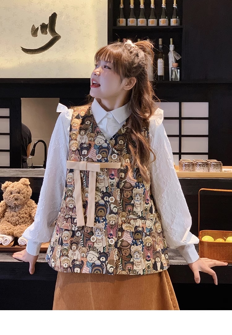 刺繍 レトロ ベスト トップス レディース 可愛い ニッチ デザイン センス 個性的 トップス ベスト 袖なし ノースリーブ Vネック 襟なし かわいい 大人可愛い おしゃれ お洒落 柄 春 夏 秋