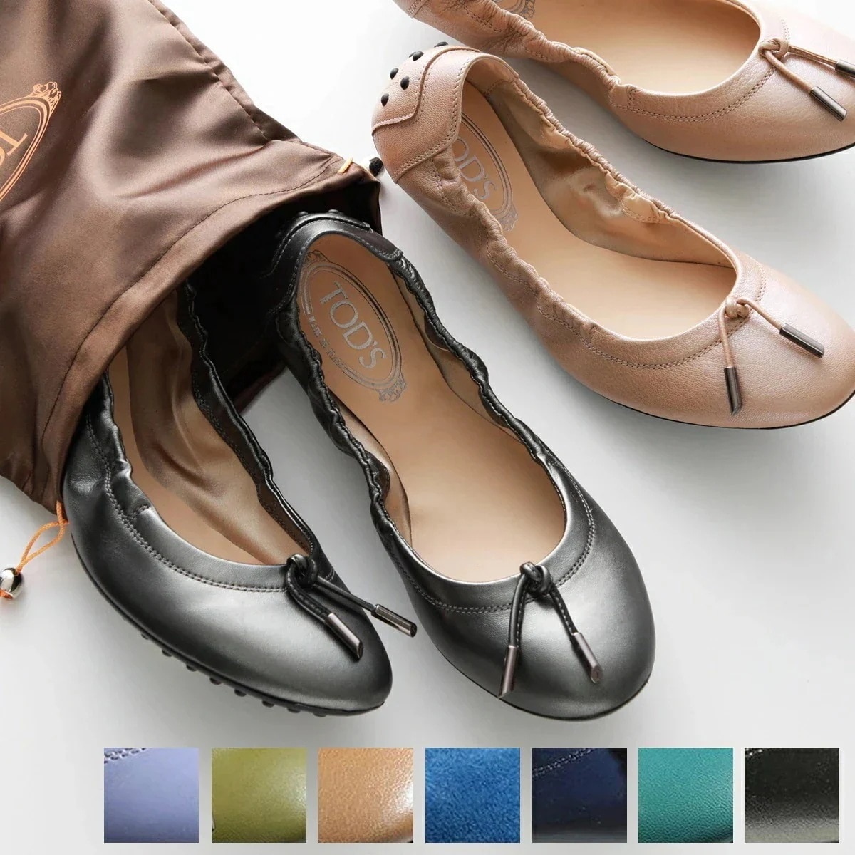 TODS トッズ バレエシューズ XXW0HI0346Z レディース ストレッチギャザー パンプス リボン バレリーナ バブル ドライビングシューズ 靴 【mega】