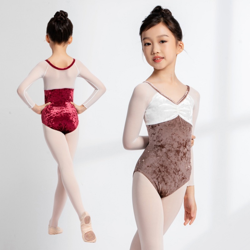 レオタード キッズ 長袖 あったか 女の子 ガールズ ウォームアップ 防寒 ベルベット メッシュ バレエ レッスン ダンス衣装 演出 51BD2563 4,762円