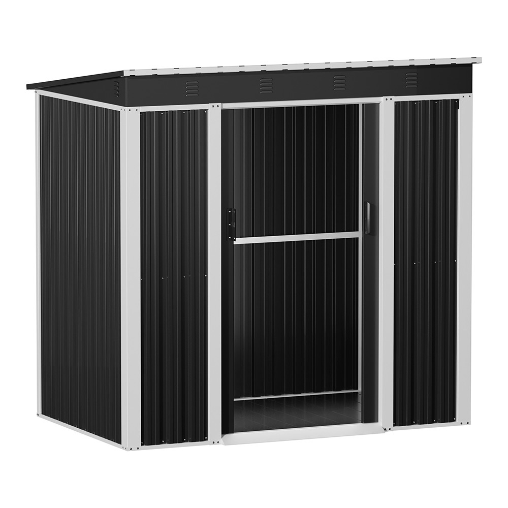 幅180*奥行き120*高185 物置 屋外 スチール 倉庫 戸外収納庫 防水 ドア 引戸 ガーデニング 庭 ブラック
