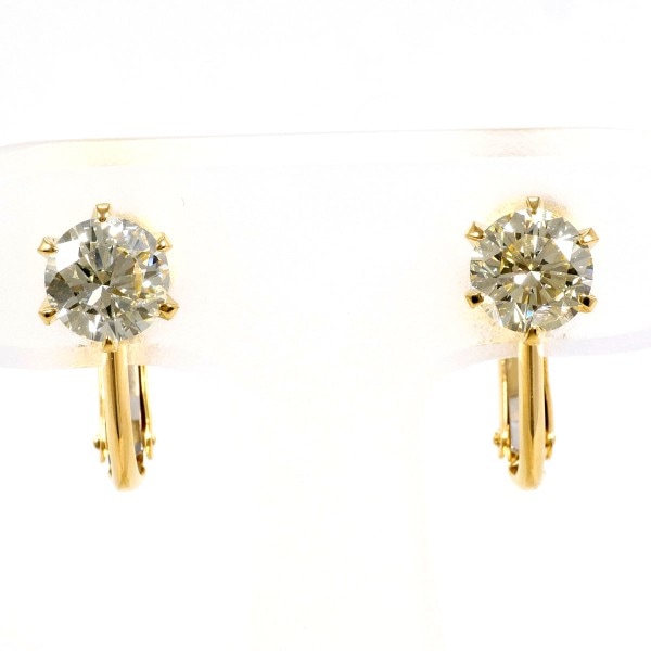 K18 18金 YG イヤリング イエローダイヤ 1.05 1.00 鑑別書 ジュエリー 中古 130,500円