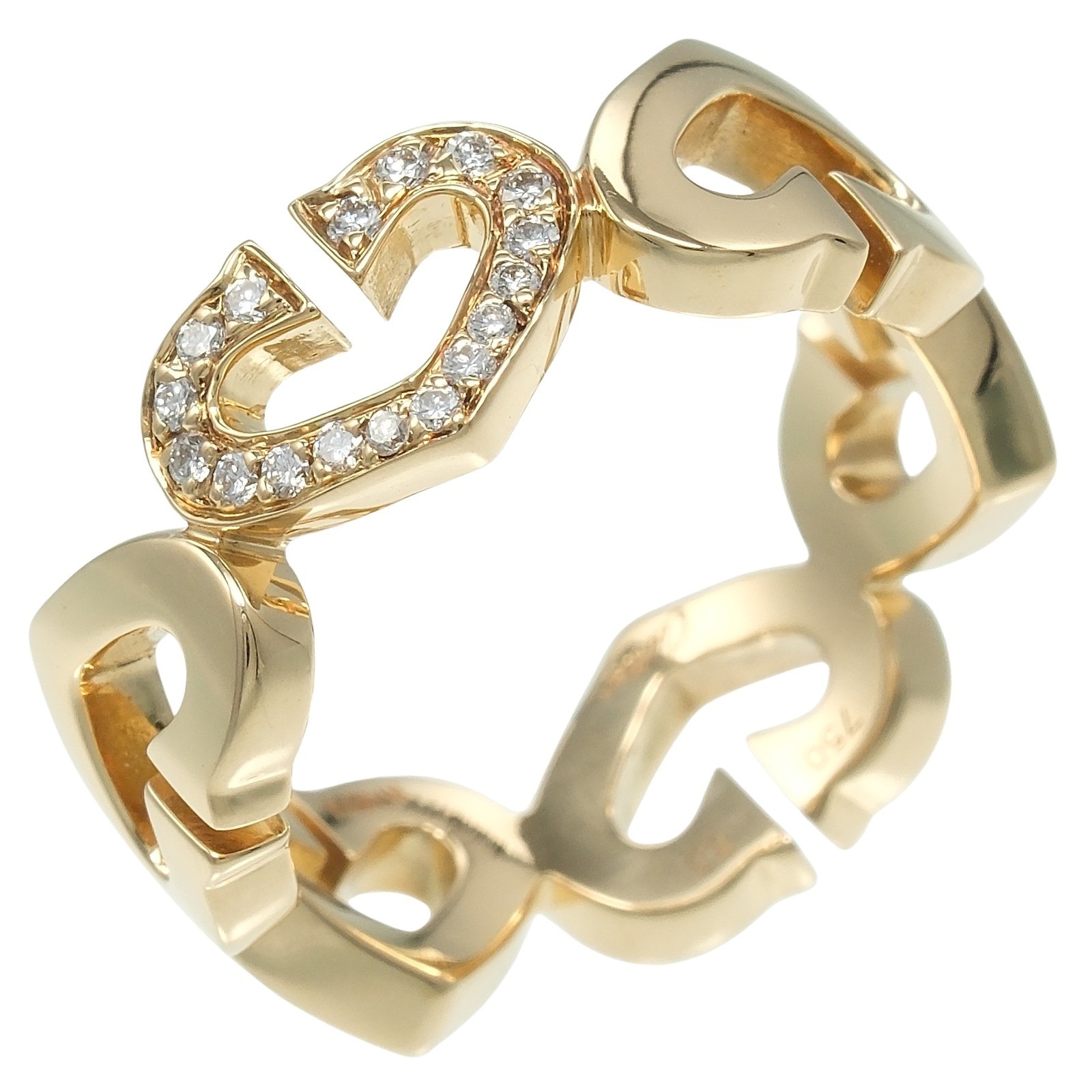 Cハート リング・指輪 K18イエローゴールド ダイヤモンド 12.5号 約7.3g レディース 中古品 Aランク 110,000円