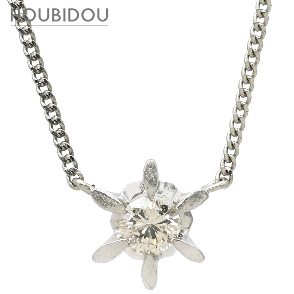 ネックレス ダイヤモンド 0.30ct ペンダント プラチナシルバー 1P 1石 1粒 ダイヤモンド プラチナ 【中古】