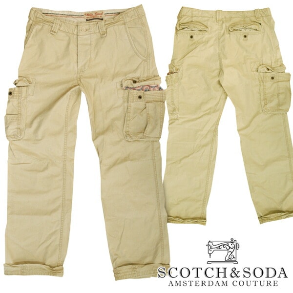 スコッチ&ソーダ スコッチアンドソーダ scotch&soda メンズ ストレート カーゴパンツ ウォッシュカーキ ズボン ボトムス カジュアル サーフ セレブ ストリート ヨーロピアン ヴィンテージ