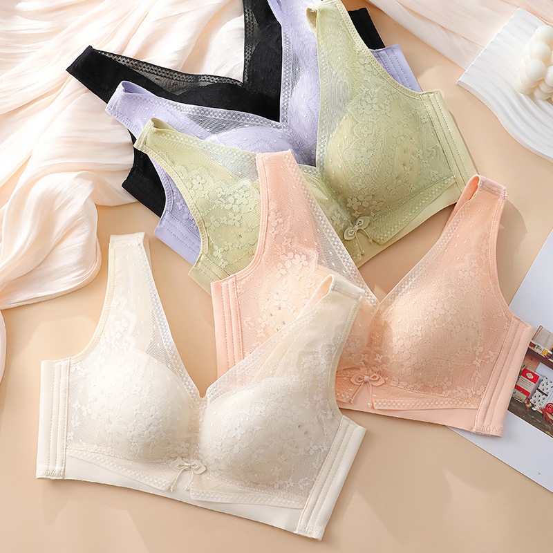 10個セット チョッキ式スチールリングなし極薄カップブラジャー収納副乳穴通気性大胸顕小下着