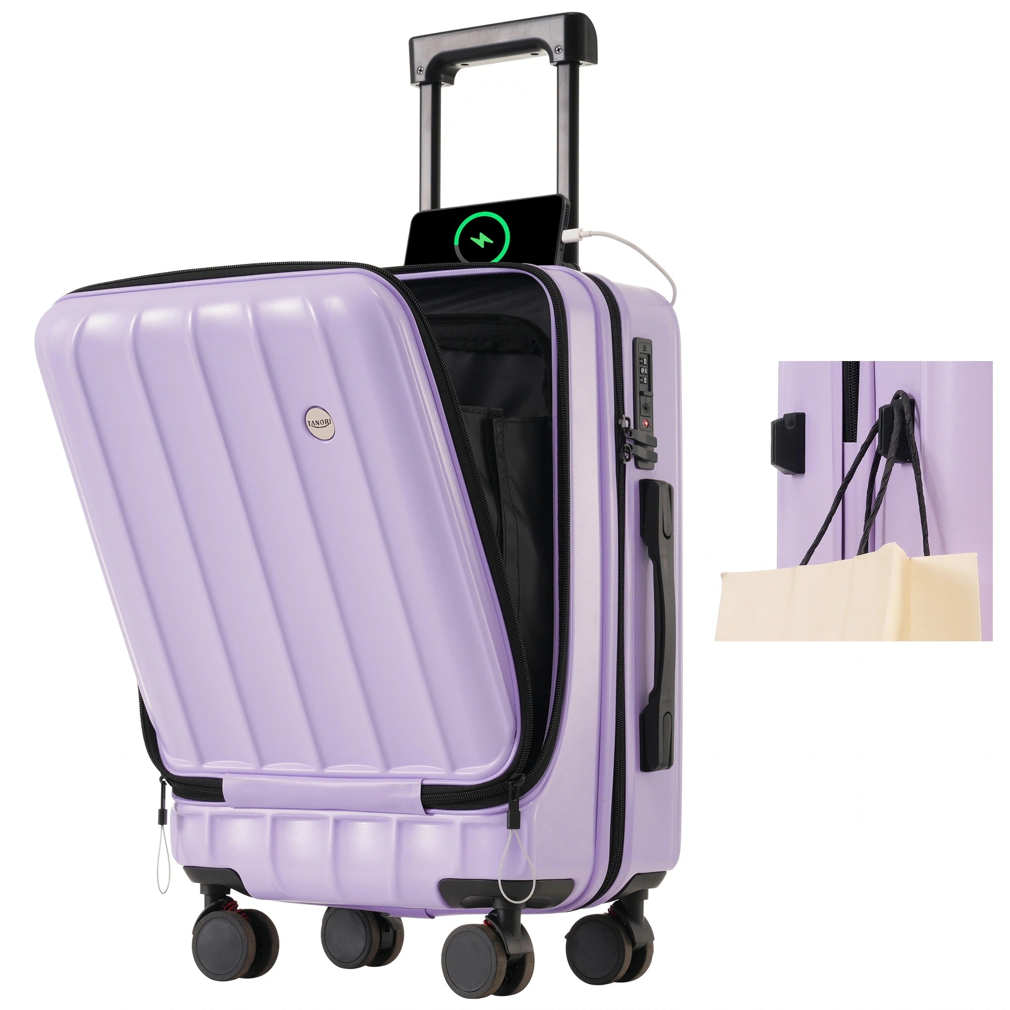 スーツケース s サイズ フロントオープン 機内持込み キャリーケース 2泊3日 キャリーバッグ　前開き USBポート PC収納 フック付き 超軽量 ストッパー付き TSAローク搭載 旅行