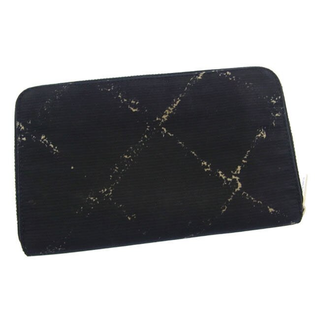 長財布 /ラウンドファスナー/二つ折り ロゴ /旧トラベルライン ブラック系 中古