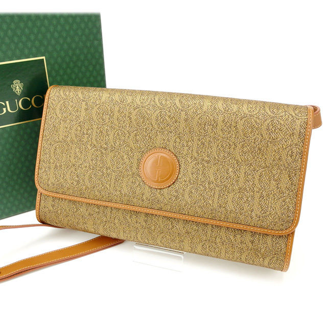 クラッチバッグ ワンショルダー ロゴ ２WAY ライトブラウン 中古