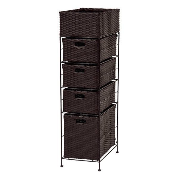 ランドリーチェスト ラック 幅25.5×奥行40.5×高さ95.5cm ダークブラウン RAN-2421DBR