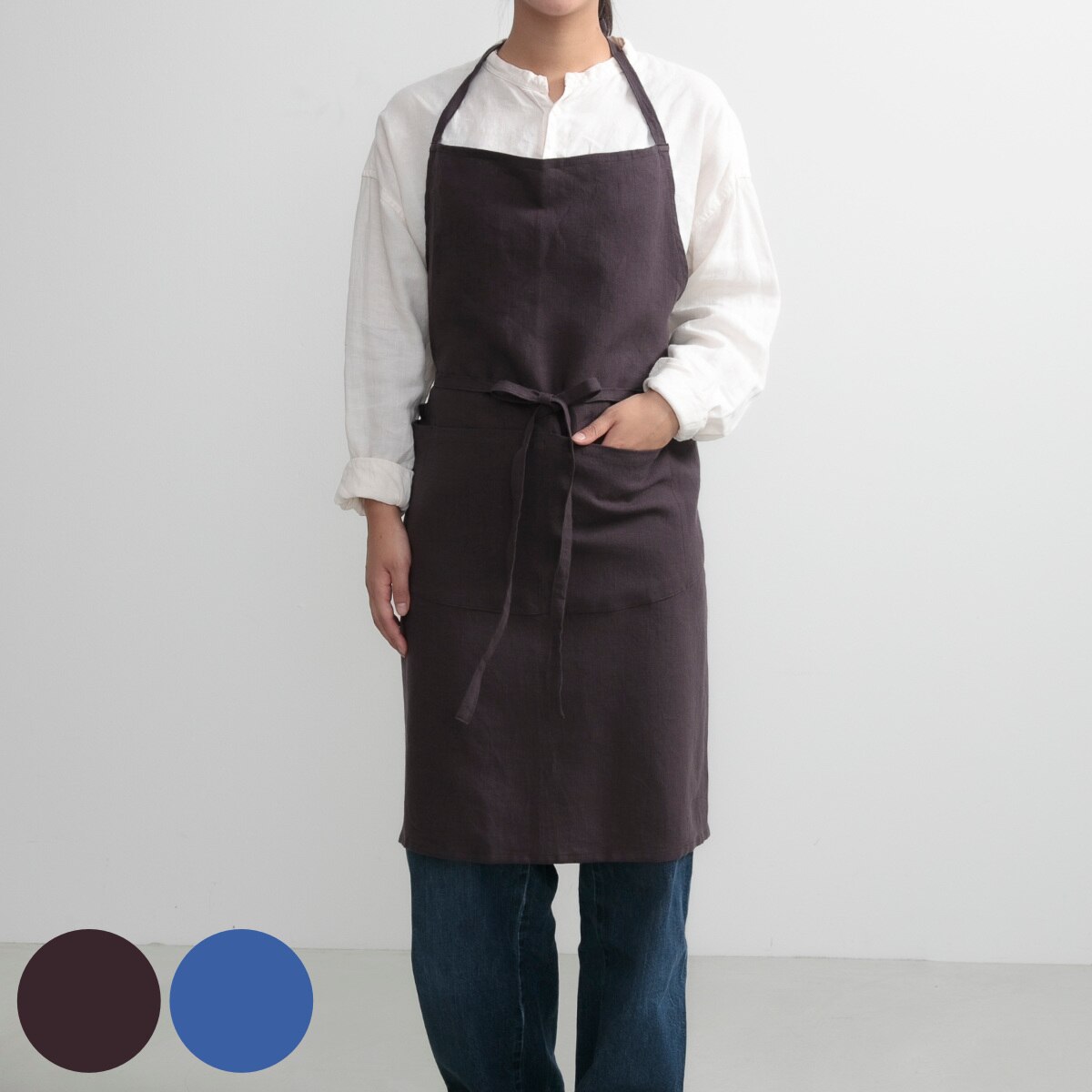 エプロン 無地 環境のことを考えるラップエプロン COCOWALK ココウォーク ポケット付き ループ付き リネン ラップエプロン キッチンエプロン 台所エプロン リネンエプロン 麻 大人用