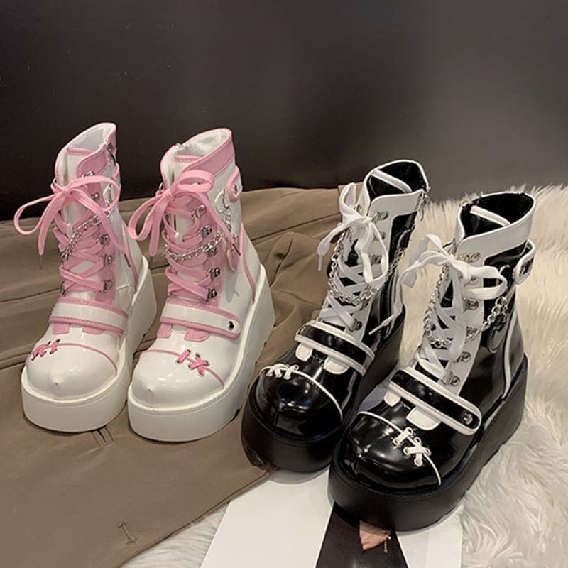 初恋色の厚底ミッドカーフブーツ