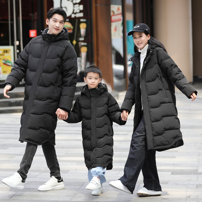 膝の上の親と男性のための長いジャケット女子学生向けの冷たい抵抗性のある温かいトレーニング服