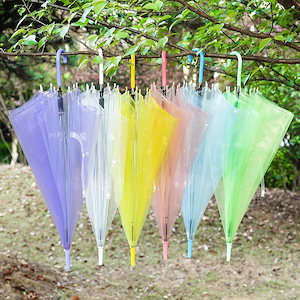 PVC透明傘印刷使い捨てリング傘8ボーンカラーストレートハンドルロング傘