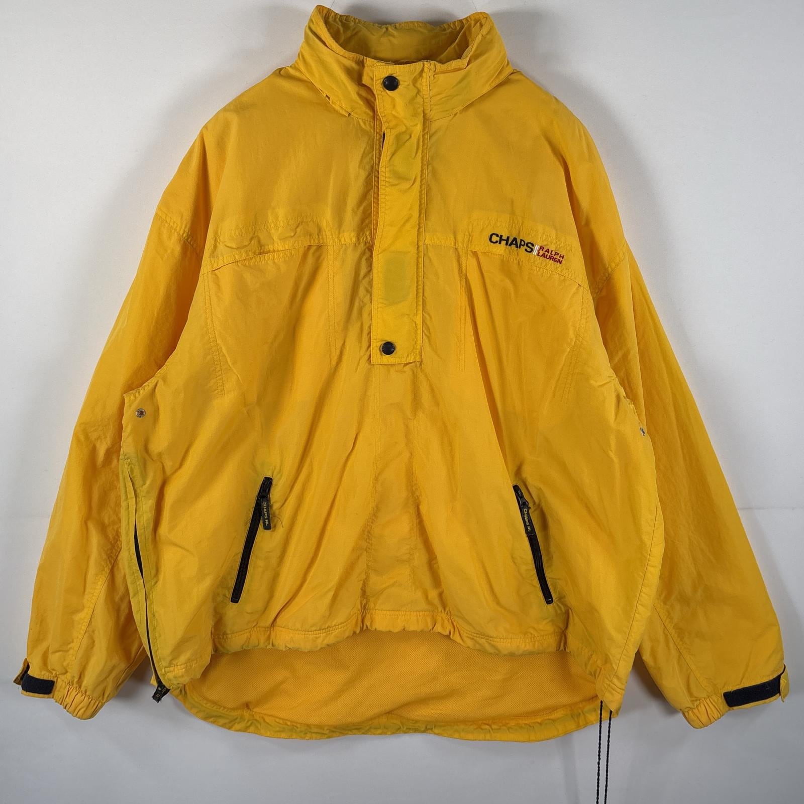 古着 90s/90年代 チャップスラルフローレン CHAPS RALPHLAUREN アノラックパーカー 大きいサイズ フーディー 刺繍 XXL イエロー メンズ