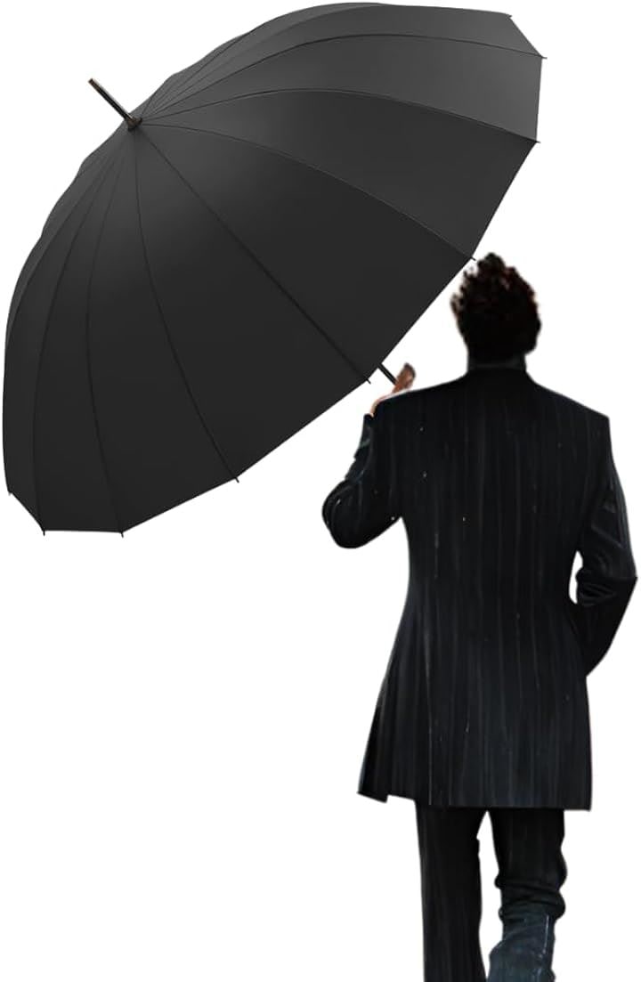 長傘 ワンタッチ ギフト 高級 英国 紳士 アンティーク 16本骨 レトロ 日傘 超撥水 ブリティッシュスタイル 耐風 頑丈 自動 メンズ(アンティークブラック)