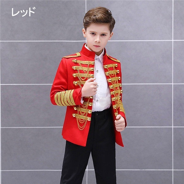 和服コスチュームコスチューム演奏会 演出服 大会 舞台ステージ衣装 コスプレ おしゃれなキッズ カラオケ ズボン追加可 貴族 貴公子 ジャケット（単品）男の子 ハロウィン クリスマス仮装 子供 演