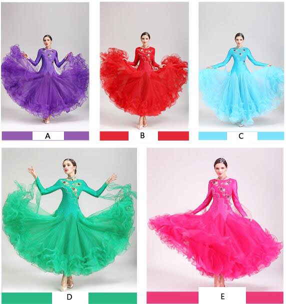 「 社交ダンス専用」ダンス ドレス 優雅 演出服競技用 ワルツドレス 高級感 エレガント 人気 ステ