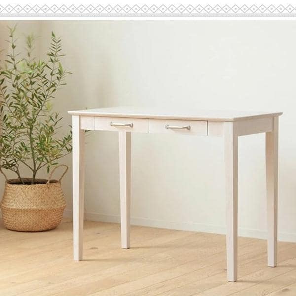 デスク おしゃれ アンティーク 幅90cm 木製 天然木 パソコンデスク pcデスク 白 引き出し 引出し 収納 作業台 机 つくえ かわいい 単品 当日出荷 Gallow ID011