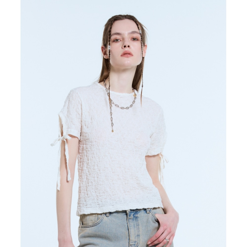 ラティジェント L1 シャーリングTシャツ (アイボリー)