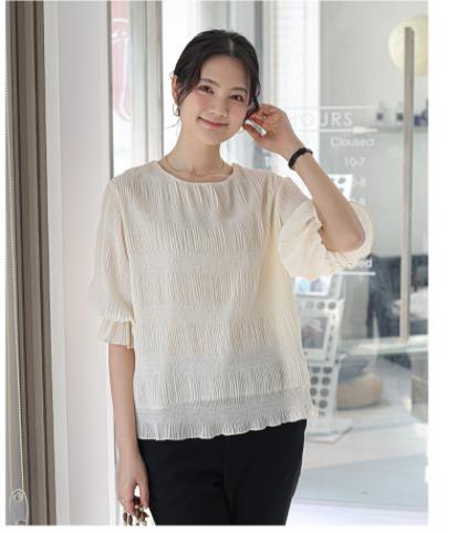 シフォントップ半袖春と夏のニッチゆるいゆるい外側の丸い首のT-シャツ新しい 5,579円