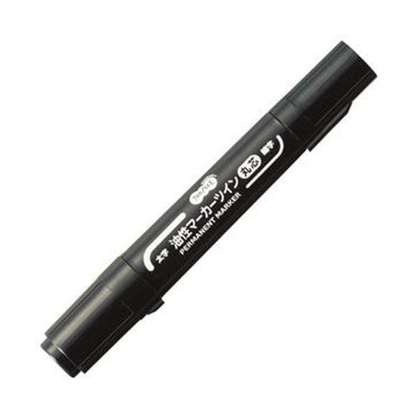 （まとめ）TANOSEE キャップ式油性マーカーツイン 太字（丸芯）+細字 黒 1セット（50本）3セット
