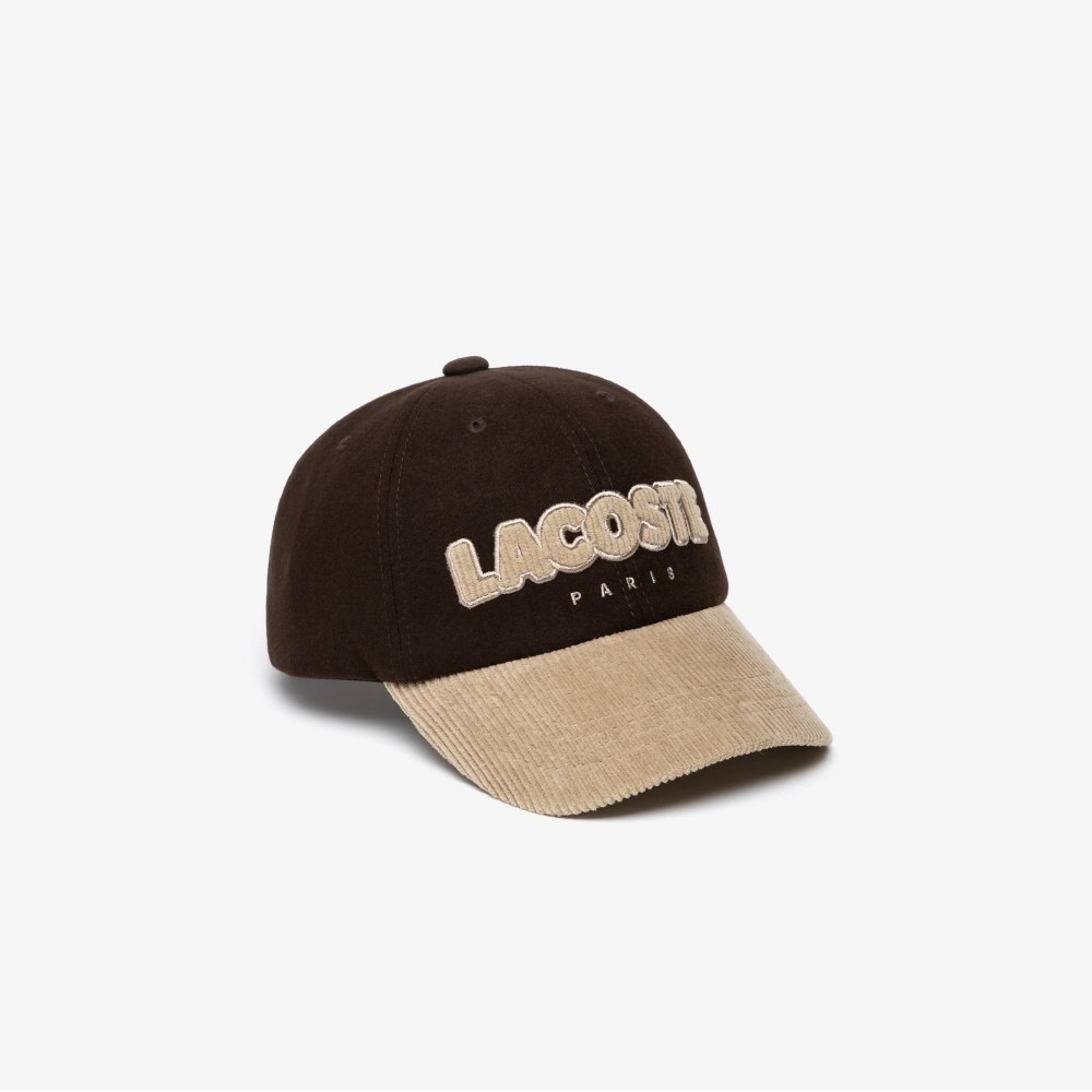 ラコステユニセックスコーデュロイレタリングパッチボールキャップ RK413E-55N SKB