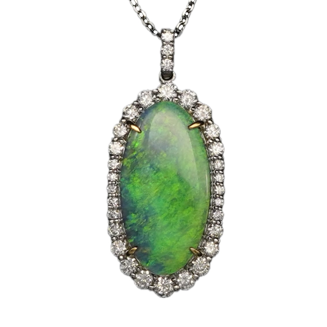 ゴルド ネックレス ブラックオパール約8.7ct Pt900 D1.04ct