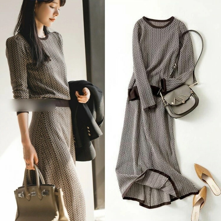 【短納期】 ニットセットアップ レディース 40代 秋冬 長袖 ニットトップス タイトスカート セットアップ オシャレワンピース 着痩せ 上品 通勤 入学式 卒業式