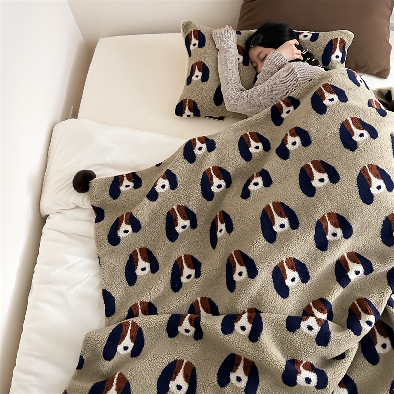 ins Style 韓国風ブランケット かわいいループベルベット カジュアルソファブランケット オフィス昼寝ブランケット 秋冬厚手 エアコンブランケット