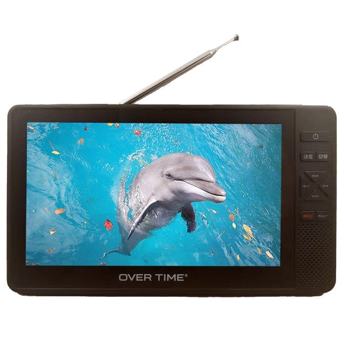 OVER TIME 7インチ防水テレビ＆ラジオ OT-WPT70G-BK ブラック ダイアモンドヘッド