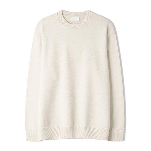 メンズ ロイ ベーシック モーダル ラウンド ニットTシャツ SG-KN-Q027-クリーム