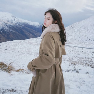 冬のコートの女性2020新型韓国版ゆるいウエスト綿服の長い膝コート式ins綿服コート