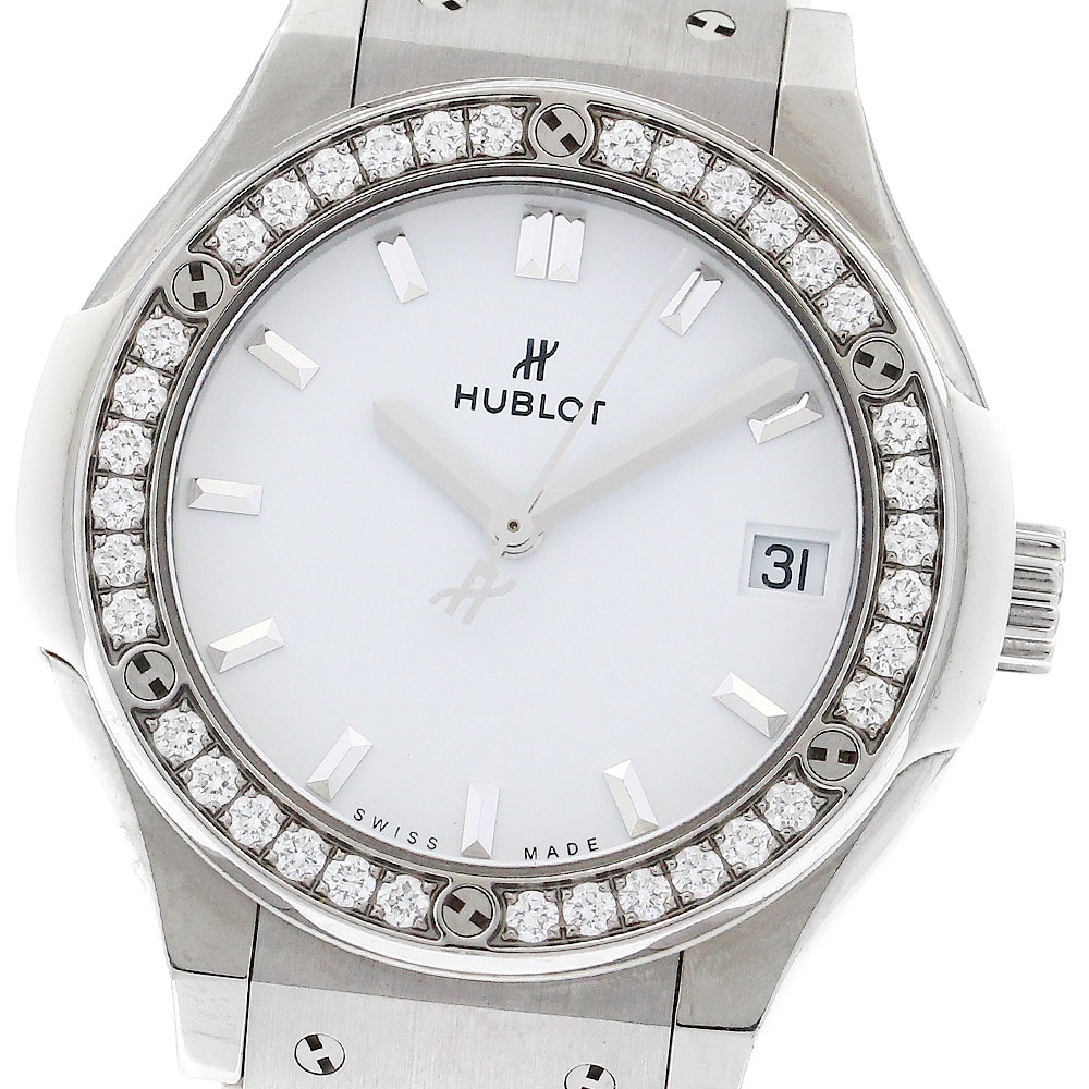 ウブロ HUBLOT 581.NE.2010.LR.1204 クラシックフュージョン ダイヤベゼル クォーツ レディース _896368【中古】