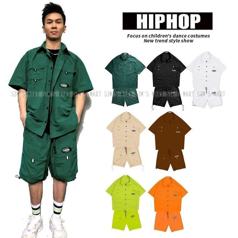 新しい子供用ダンスウェア ヒップホップ ダンス衣装 セットアップ メンズ レディース 大人 キッズ ファッション ワークシャツ ワークパンツ ミリタリー K-POP 韓国 2枚購入で1643円OFF
