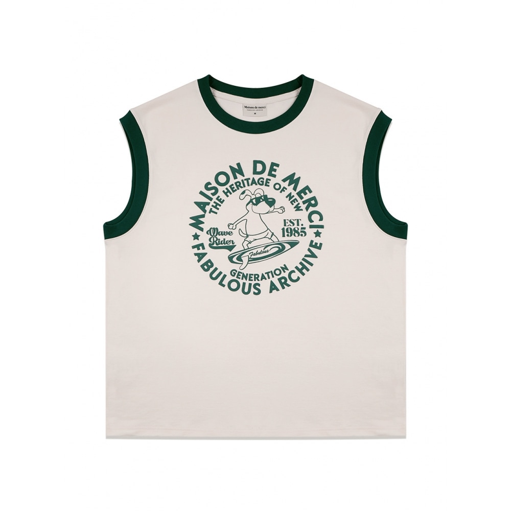 ファビュラスアーカイブユニセックスオーバーフィットパフィーサーフィンガーノースリーブトップクリーム (FCE2TS402M)