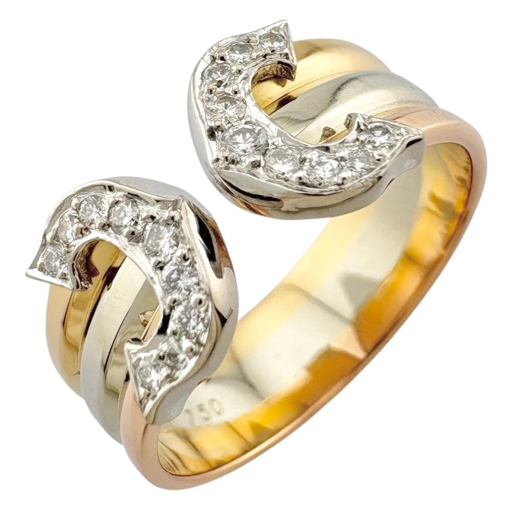 カルティエ 2C リング 指輪 9号 18金 K18イエローゴールド ダイヤモンド CARTIER 中古 美品
