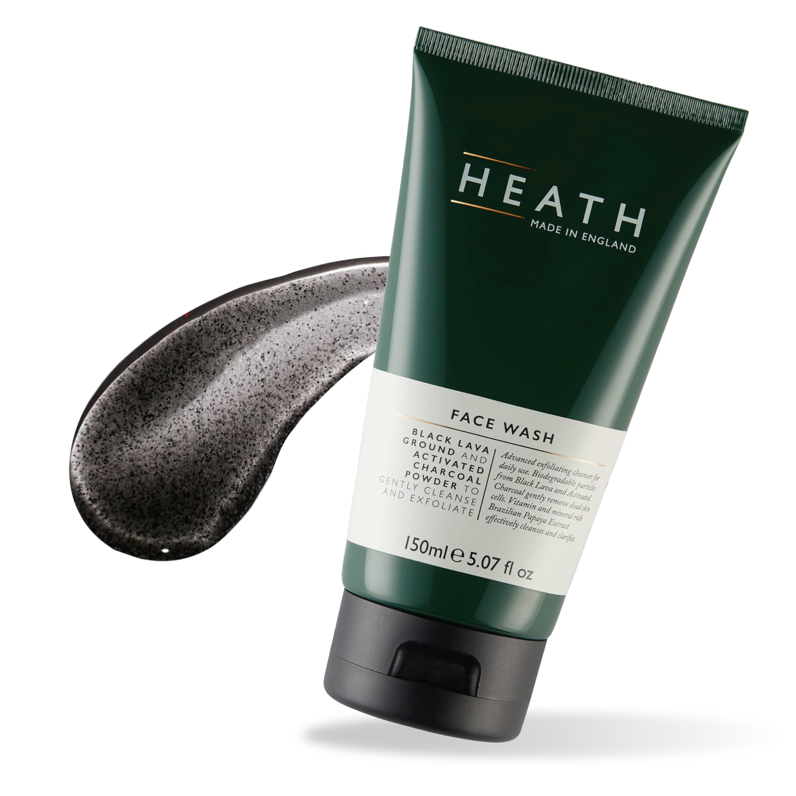 【HEATH/フェイスウォッシュ 150ml -グレープフルーツの香り-】ヒース メンズ 洗顔料 全肌質向け スクラブ チャコールパウダー 角質除去 皮脂 動物性成分不使用 パラベンフリー メンズコス